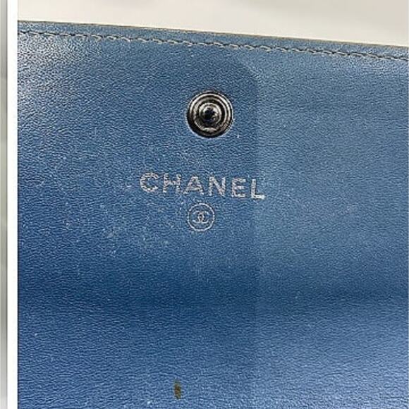 Chanel Powder Blue Logo Caviar Leather  Long Wallet - Picture 11 of 14